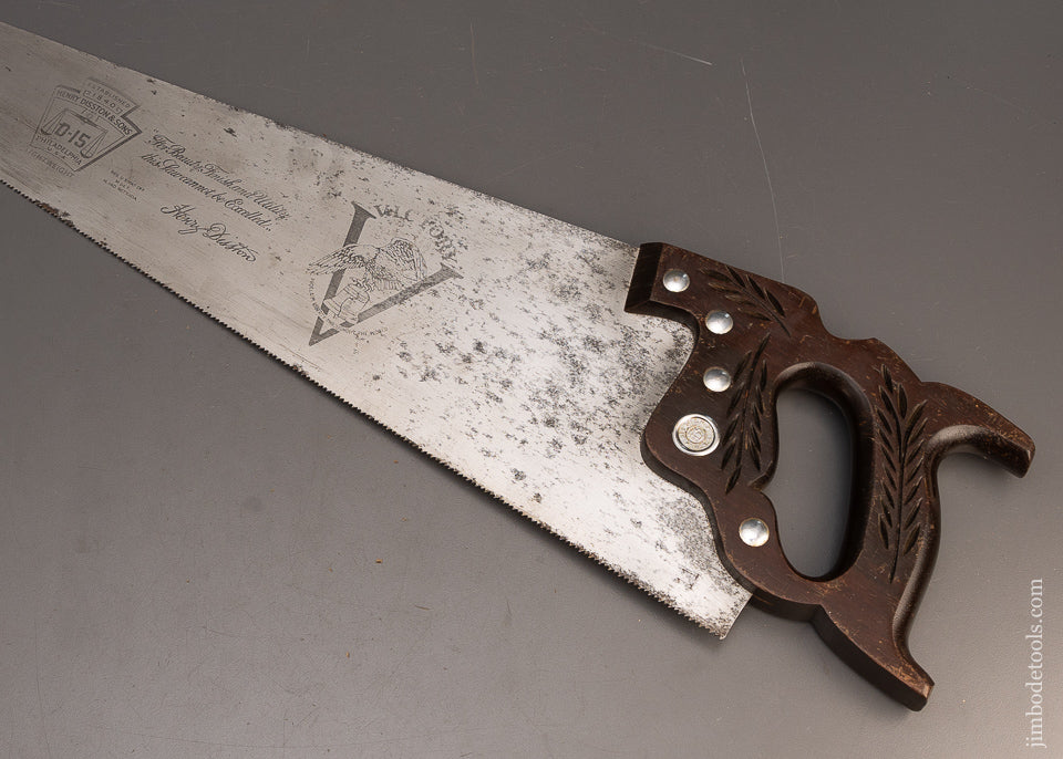 Near Mint Rosewood Handled DISSTON D-15 VICTORY Hand Saw - 116087