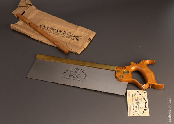 BAD AXE TOOL WORKS Brass Back 14 Inch Back Saw Mint in Wrapper - 116108