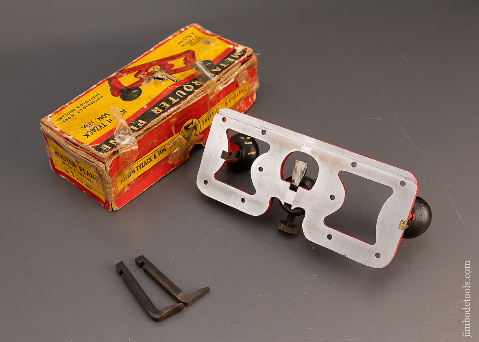 TYZACK & SON PRESTON Style Large Router Plane Near Mint in Box with all 3 Cutters - 116133