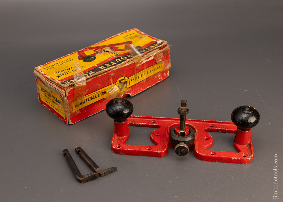 TYZACK & SON PRESTON Style Large Router Plane Near Mint in Box with all 3 Cutters - 116133