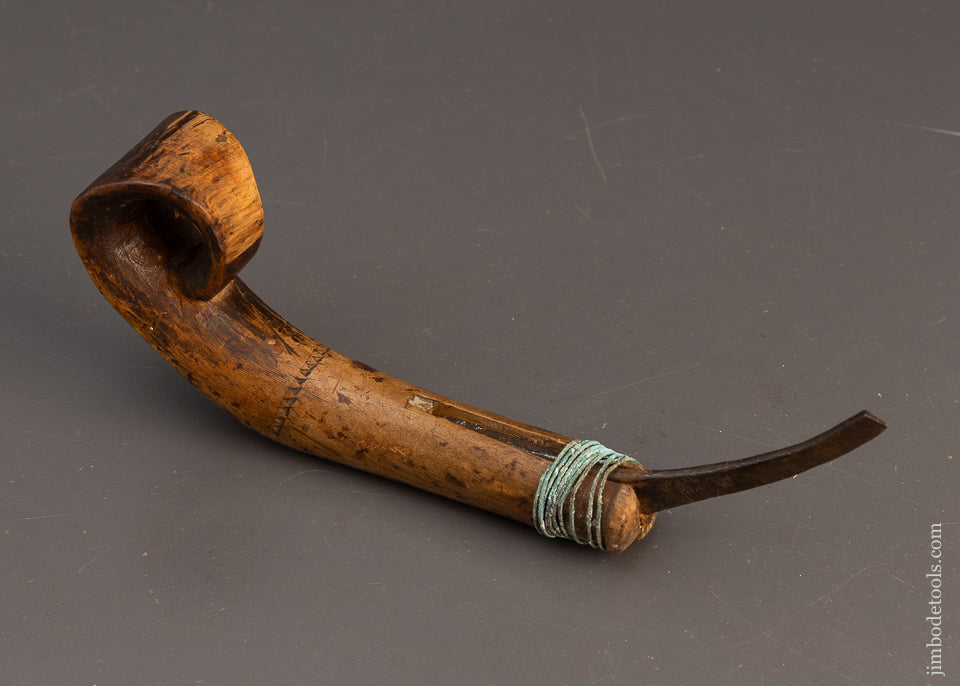 Early Curly Top Hand Carved Native American Crooked Knife - 116167