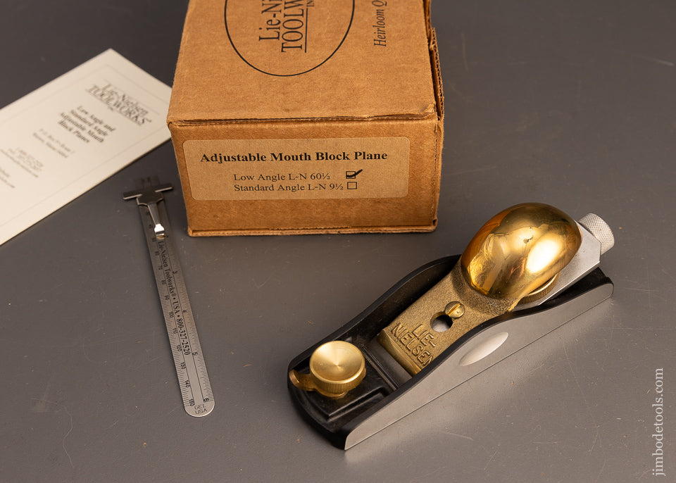 LIE NIELSEN No. 60 1/2 Low Angle Block Plane with Adjustable Mouth Mint in Box - 116177