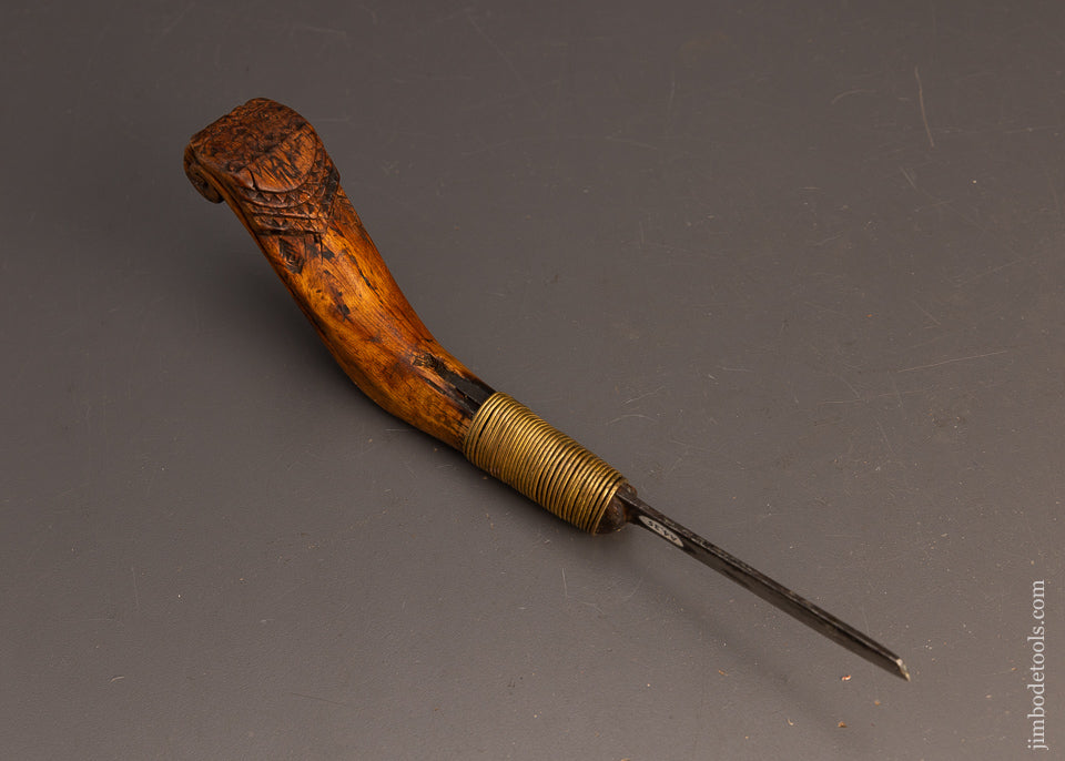 Beautiful Hand Carved Fiddle Back Native American Crooked Knife - 116187