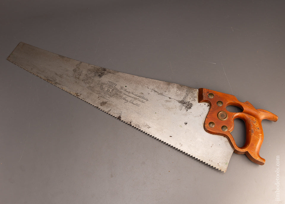 Extra Fine DISSTON D-8 Thumbhole Rip Hand Saw Straight and Sharp Full Plate - 116189