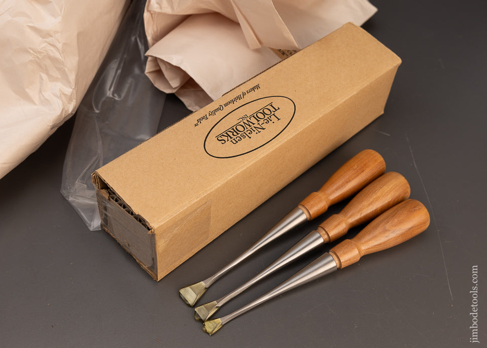 Mint Set of All 3 LIE NIELSEN Fishtail Chisels Mint in Box - 116200