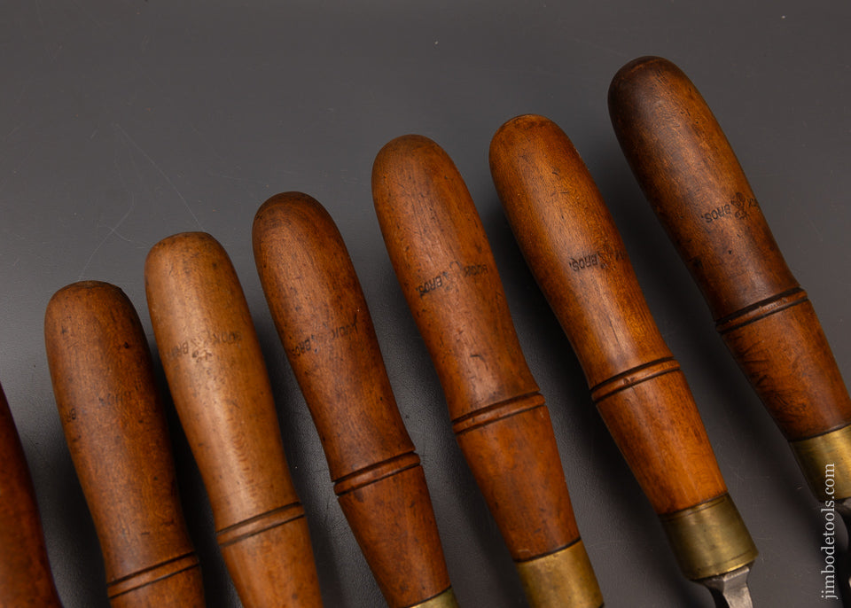Remarkable Complete Graduated Set of 12 BUCK BROS. Pattern Maker’s Crank Neck Paring Chisels - 116225 - AS OF JUNE 1