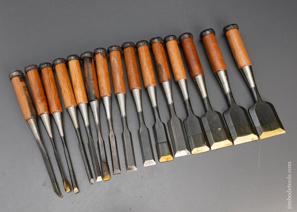 Magnificent Set of 15 Hand Forged Japanese Chisels - 116313