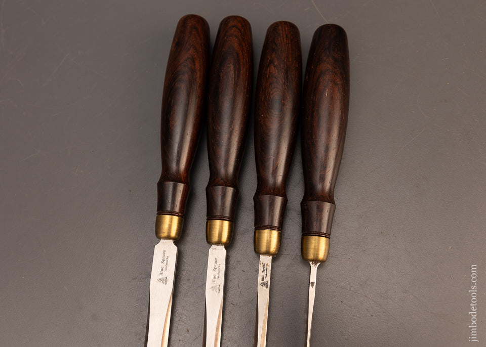 Mint Set of 4 Cocobolo Handled BLUE SPRUCE TOOL WORKS Dovetail Chisels - 116370