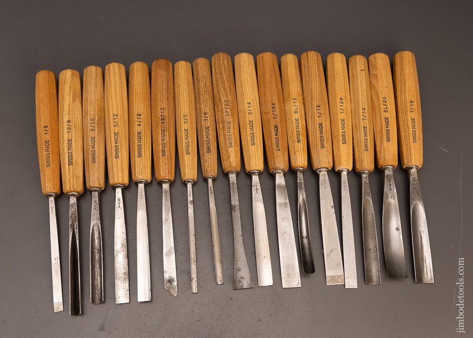 Extra Fine Set of 17 PFEIL SWISS MADE Carving Chisels Gouges - 116373