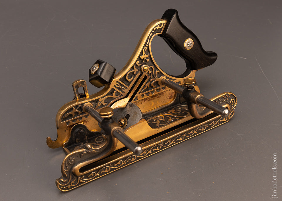 Fantastic, Ornate STANLEY MILLERS PATENT No. 42 Gunmetal Plow Plane Reproduction - 116377