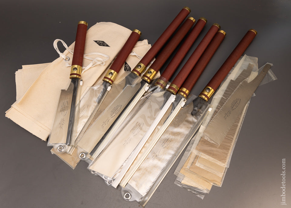 Amazing Comprehensive Set of 8 BRIDGE CITY TOOL WORKS Japanese Saws No. JS-1 Through JS-8 with 8 Spare Blades Mint - 116395