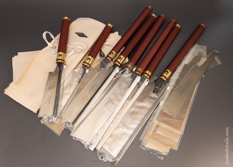 Amazing Comprehensive Set of 8 BRIDGE CITY TOOL WORKS Japanese Saws No. JS-1 Through JS-8 with 8 Spare Blades Mint - 116395