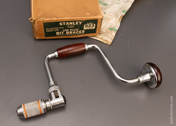 Rare 12 Inch Size STANLEY No. 923 Bit Brace Mint in Box with Rosewood Handles - 116448