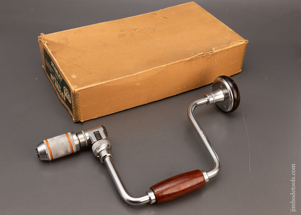 Rare 12 Inch Size STANLEY No. 923 Bit Brace Mint in Box with Rosewood Handles - 116448