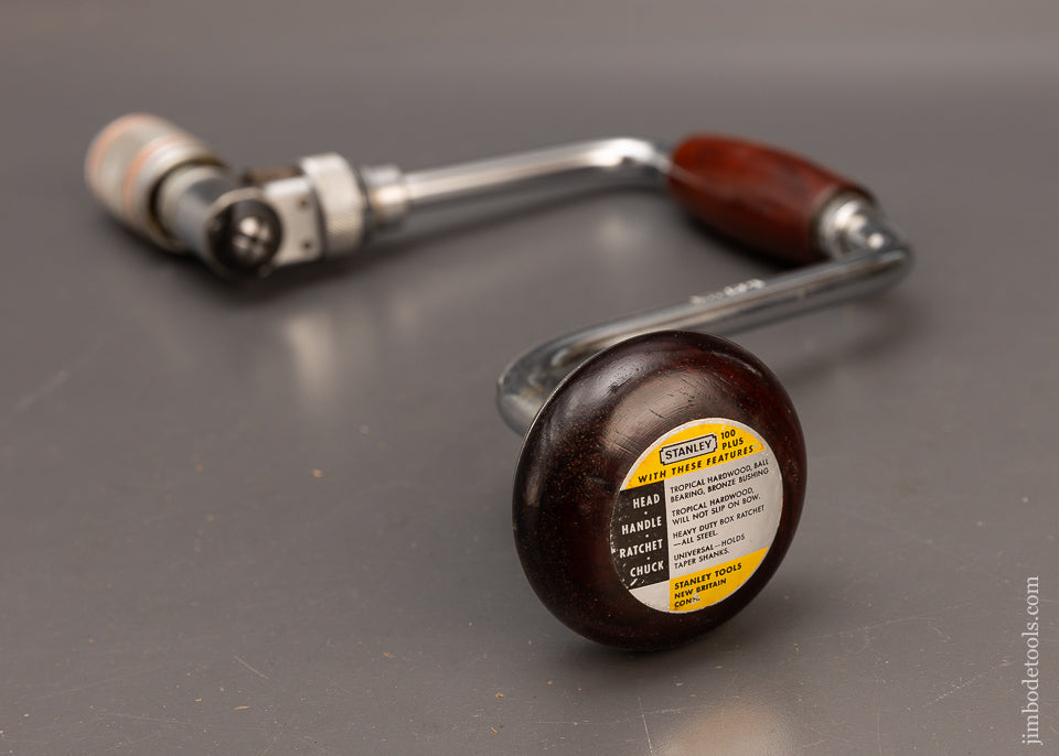 Rare 12 Inch Size STANLEY No. 923 Bit Brace Mint in Box with Rosewood Handles - 116448