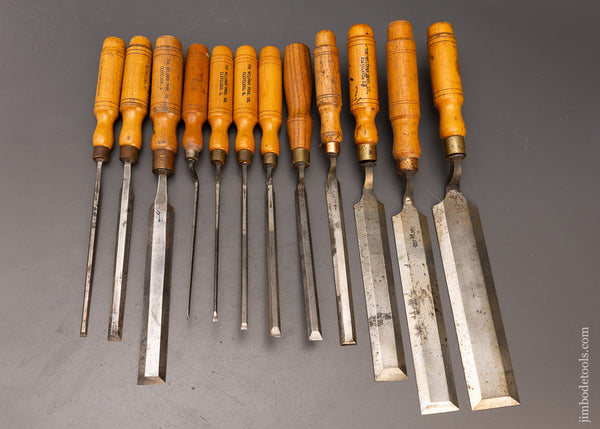 Awesome Set of 12 BUCK BROS. Antique Pattern Maker’s Paring Chisels - 116449