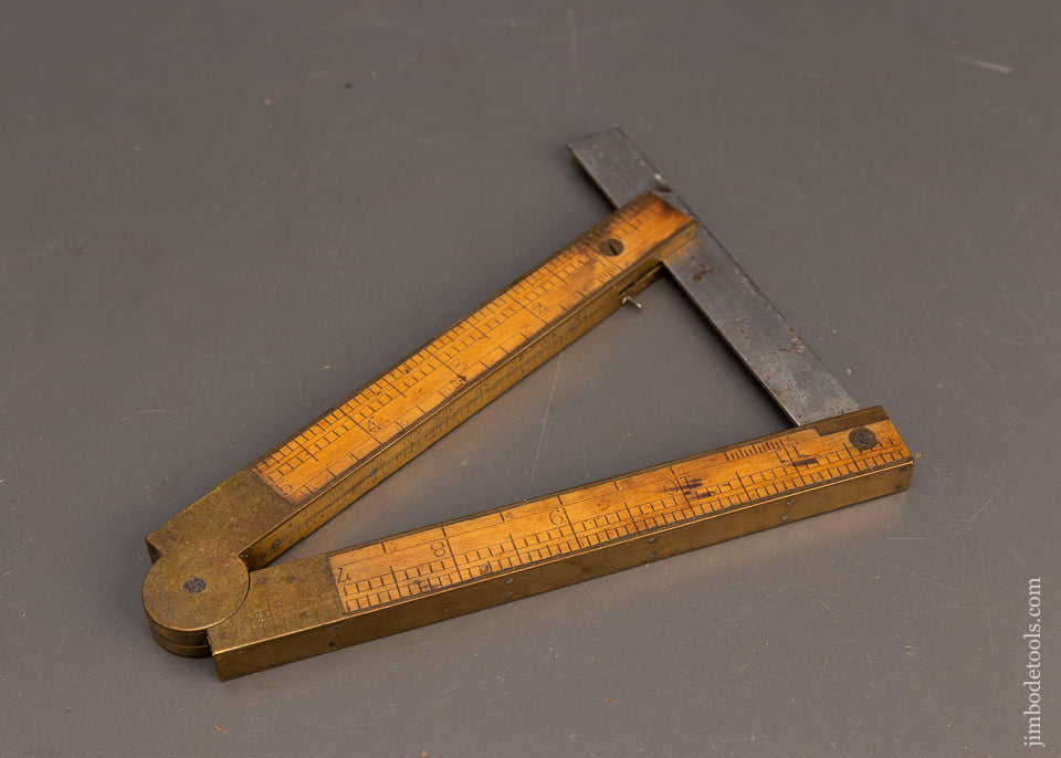 Twelve inch Boxwood and Brass CHAPIN STEPHENS & CO. Number 036 Combination Rule/Level/Bevel - 116476