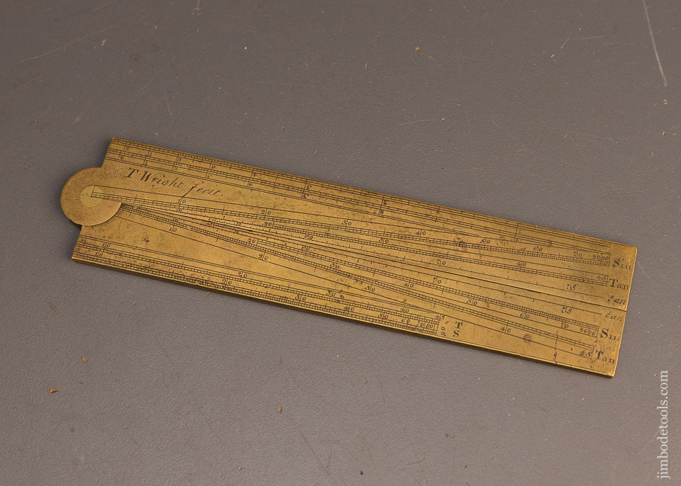 Very Rare Unrecorded Maker 18th Century Brass Sector Rule by T. WRIGHT - 116497