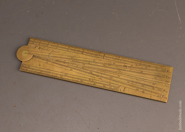 Very Rare Unrecorded Maker 18th Century Brass Sector Rule by T. WRIGHT - 116497