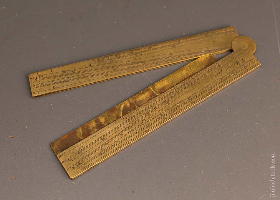 Very Rare Unrecorded Maker 18th Century Brass Sector Rule by T. WRIGHT - 116497