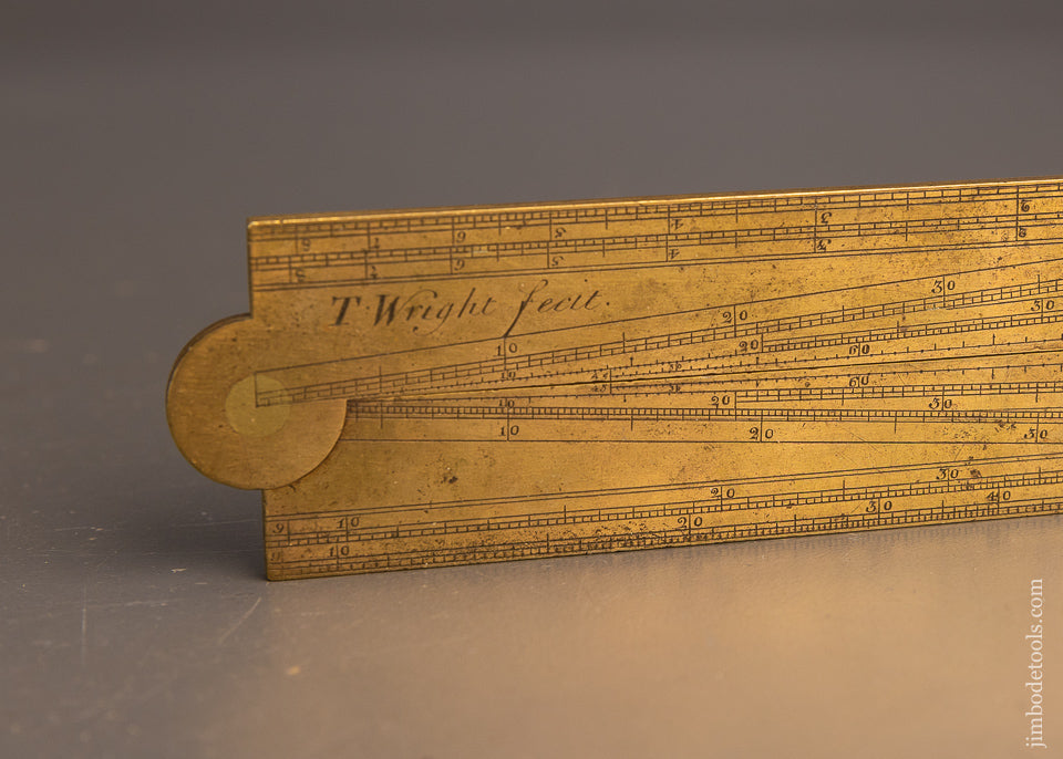 Very Rare Unrecorded Maker 18th Century Brass Sector Rule by T. WRIGHT - 116497