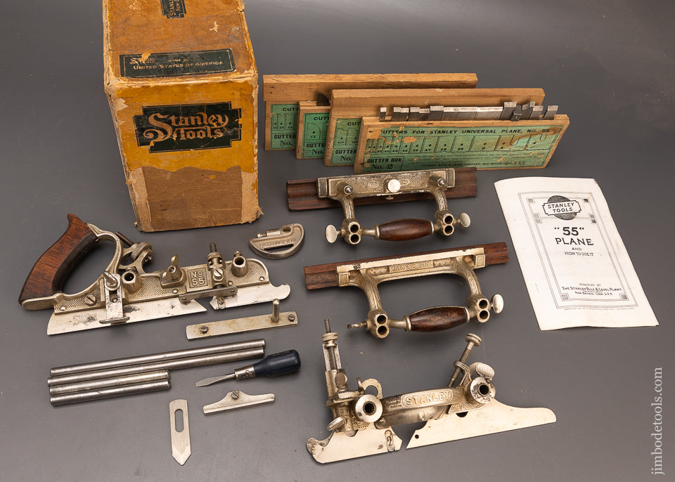 Extra Fine 100% Complete STANLEY No. 55 Combination Plane in Original Box - 116516