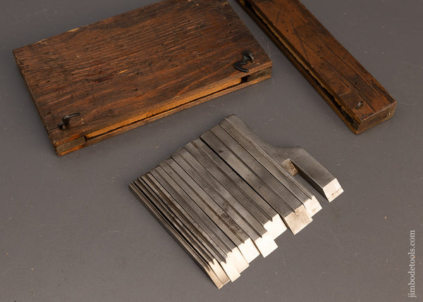 Complete Set of 9 Original Irons for STANLEY MILLERS PATENT No. 41, 42, 43 & 44 Plow Planes - 116519