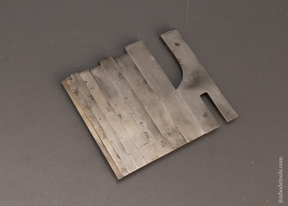 Complete Set of 9 Original Irons for STANLEY MILLERS PATENT No. 41, 42, 43 & 44 Plow Planes - 116519