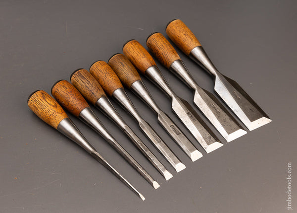 Excellent Set of 8 STANLEY No. 50 EVERLASTING Chisels Sweetheart - 116528