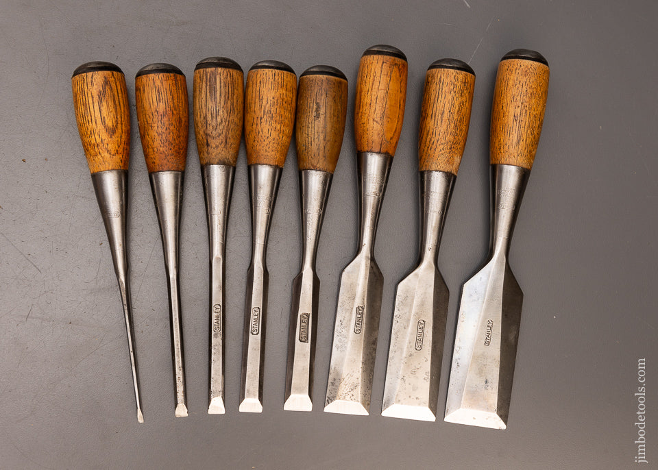 Excellent Set of 8 STANLEY No. 50 EVERLASTING Chisels Sweetheart - 116528