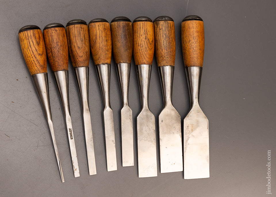 Excellent Set of 8 STANLEY No. 50 EVERLASTING Chisels Sweetheart - 116528