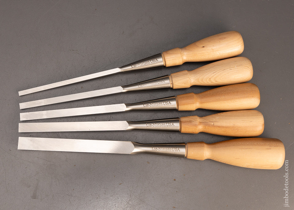Mint Set of 5 LIE NIELSEN Heavy Mortise Chisels - 116554