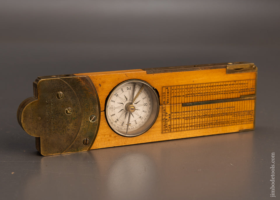 Rare HENRY KAHN & CO. SAN FRANCISCO Clinometer Boxwood & Brass - 116562