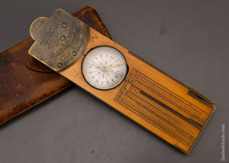 Rare HENRY KAHN & CO. SAN FRANCISCO Clinometer Boxwood & Brass - 116562