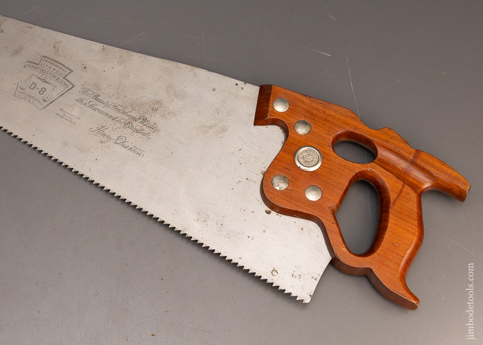 Extra Fine Unused DISSTON D-8 Thumb Hole Handle Rip Hand Saw - 116563