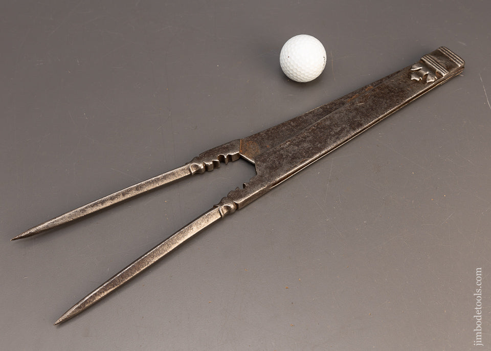 Stunning Hand Forged French Dividers with Leaf Decoration 18th Century - 116567