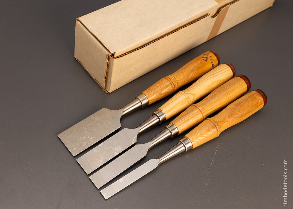 Dead Mint in Box Vintage BUCK BROS. Set of 4 Bevel Edge Firmer Chisels - 116596
