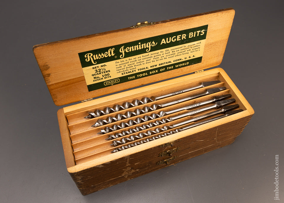 Extra Fine Premium Near Mint Set of STANLEY RUSSELL JENNINGS Auger Bits in Box - 116645