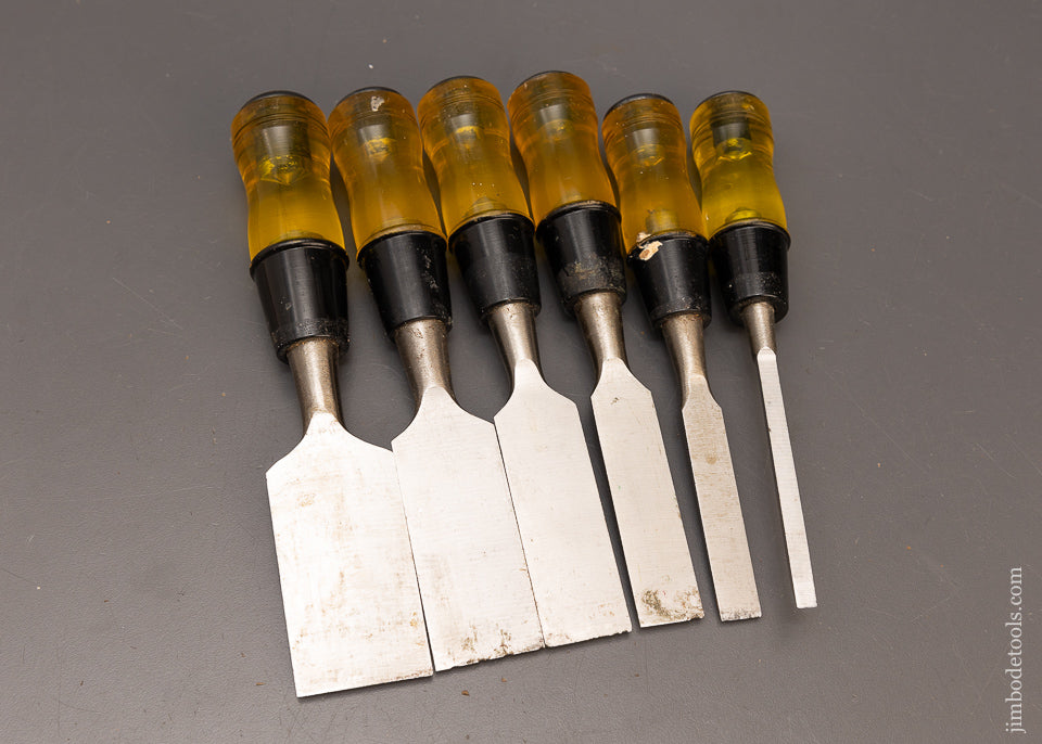 Extra Fine Set of 6 STANLEY No. 60 Bevel Edge Chisels - 116685