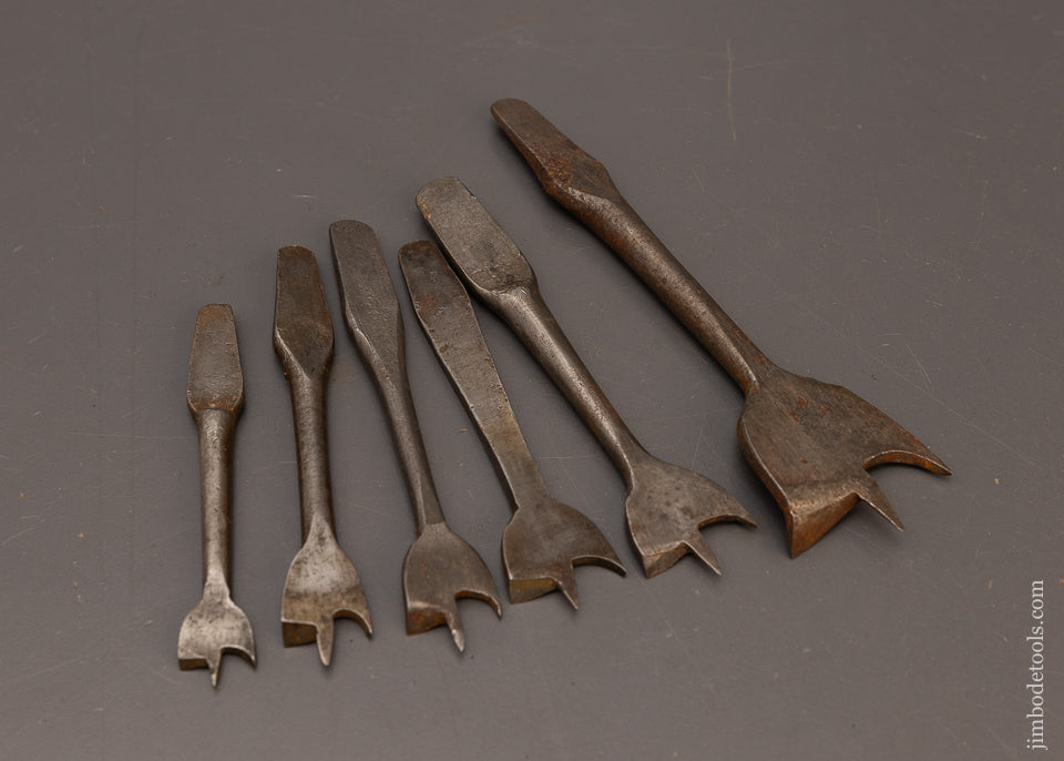 Set of 6 18th Century Style Flat Tanged Center Bits - 116713