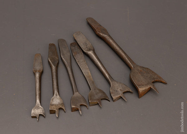 Set of 6 18th Century Style Flat Tanged Center Bits - 116713