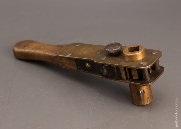 Amazing Hand Made Brass & Wood Ratchet Wrench - 116773