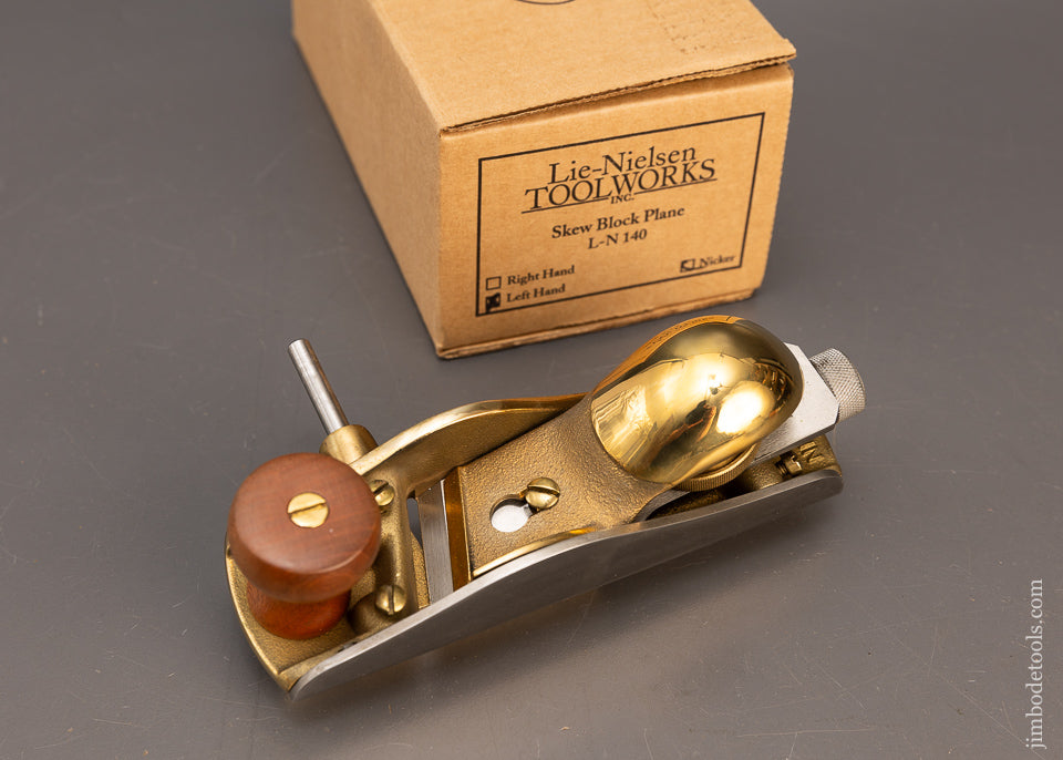 Long-Ago Discontinued Left-Handed LIE NIELSEN No. 140 Skew Block Plane Bronze Mint in Box - 116781
