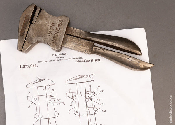 Rare TUMULLA Patent Quick Adjust Wrench - 116792