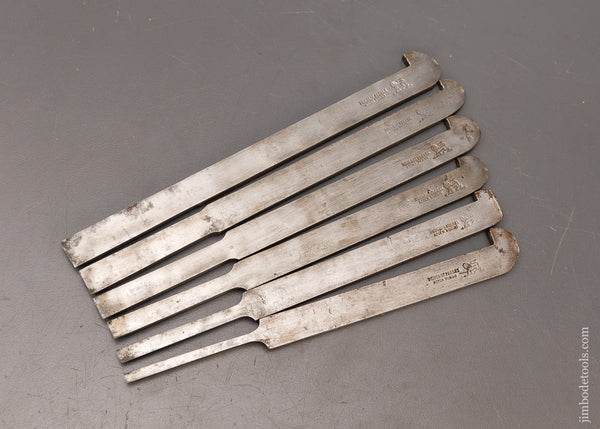 Extra Fine Set of 6 Plow Plane Irons by PUGEOT FRERES 1/4 to 9/16 Inches - 116817