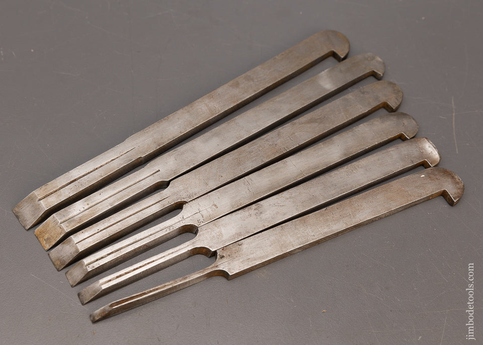 Extra Fine Set of 6 Plow Plane Irons by PUGEOT FRERES 1/4 to 9/16 Inches - 116817