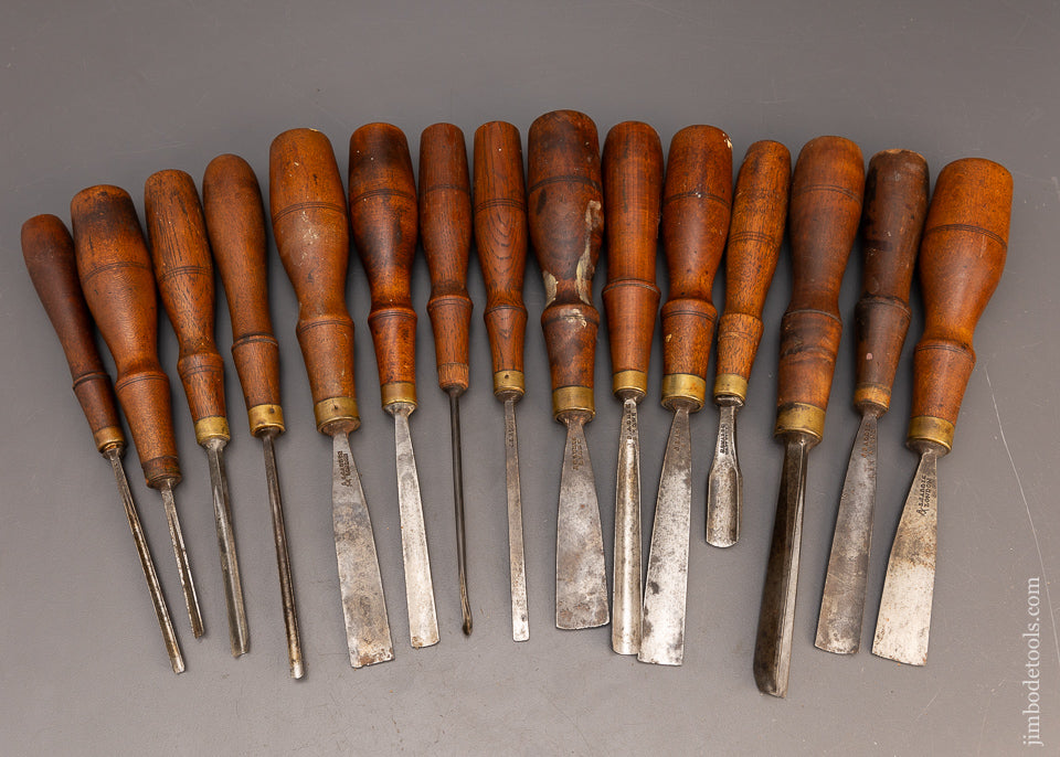 Excellent Set of 15 ADDIS Carving Chisels Gouges - 116832