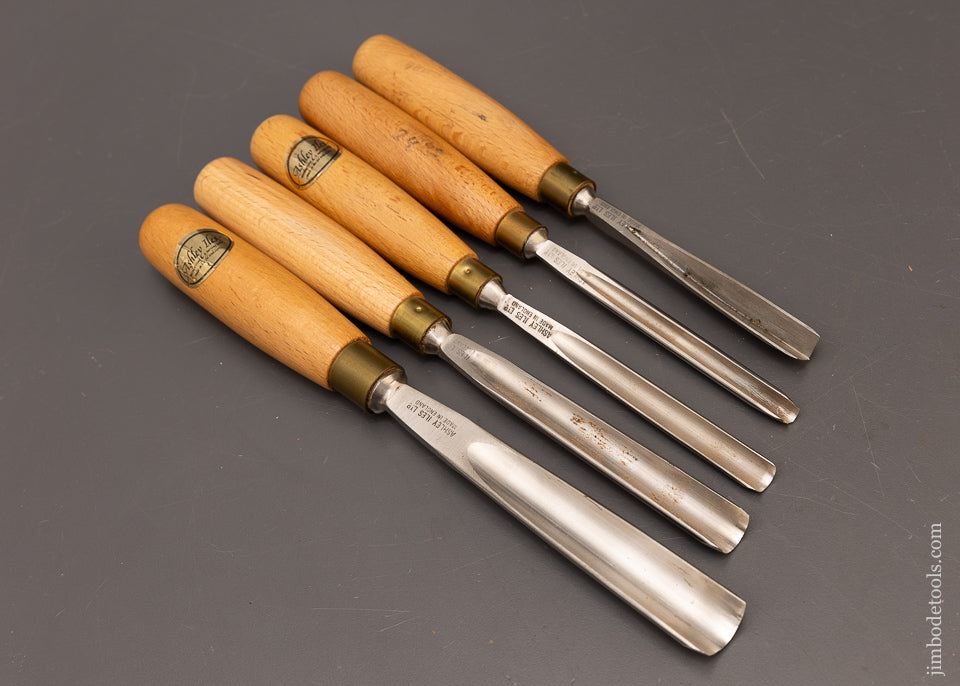 Set of 5 ASHLEY ILES Carving Chisels Gouges - 116848