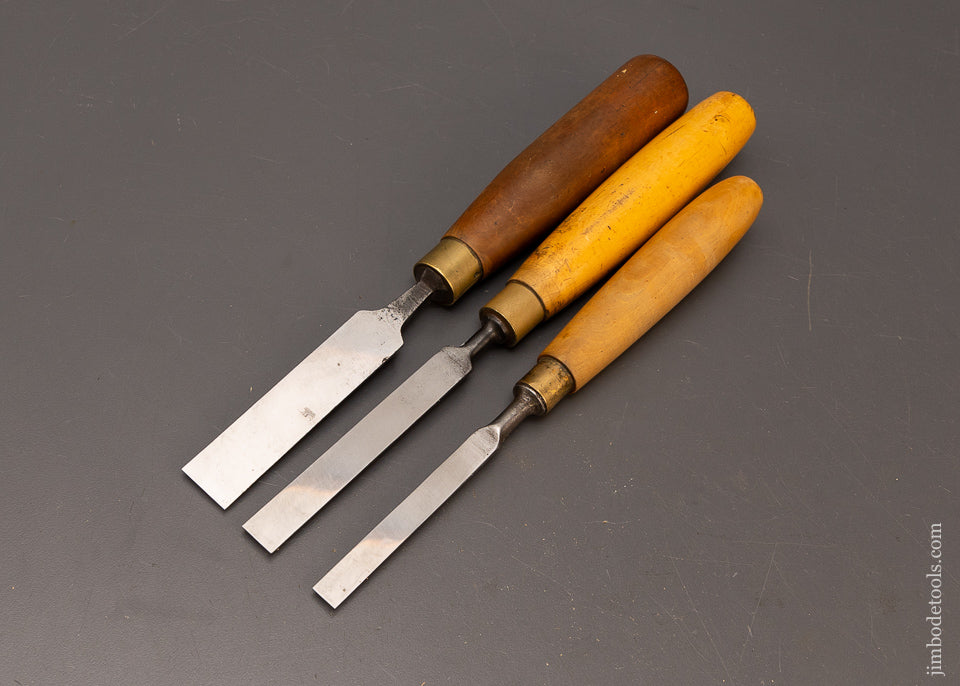 3 Very Sharp MARPLES Boxwood Handled Bevel Edge Chisels - 116864