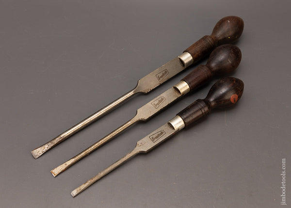 Fine Set of 3 Rosewood Handled Cabinet Maker’s Screw Drivers - 116913